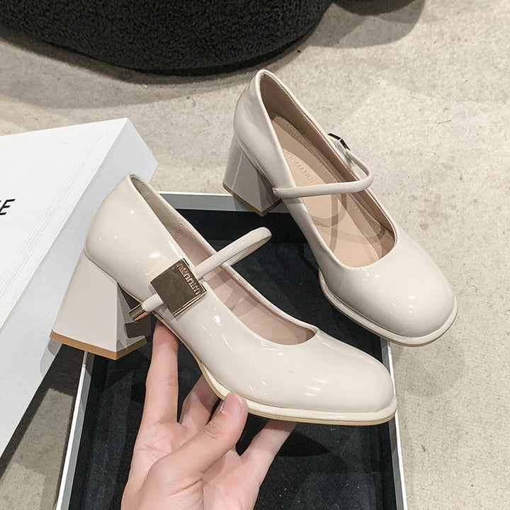 Dame Elegante Mary Jane Pumps med blokhæle og moderne rem Stilla