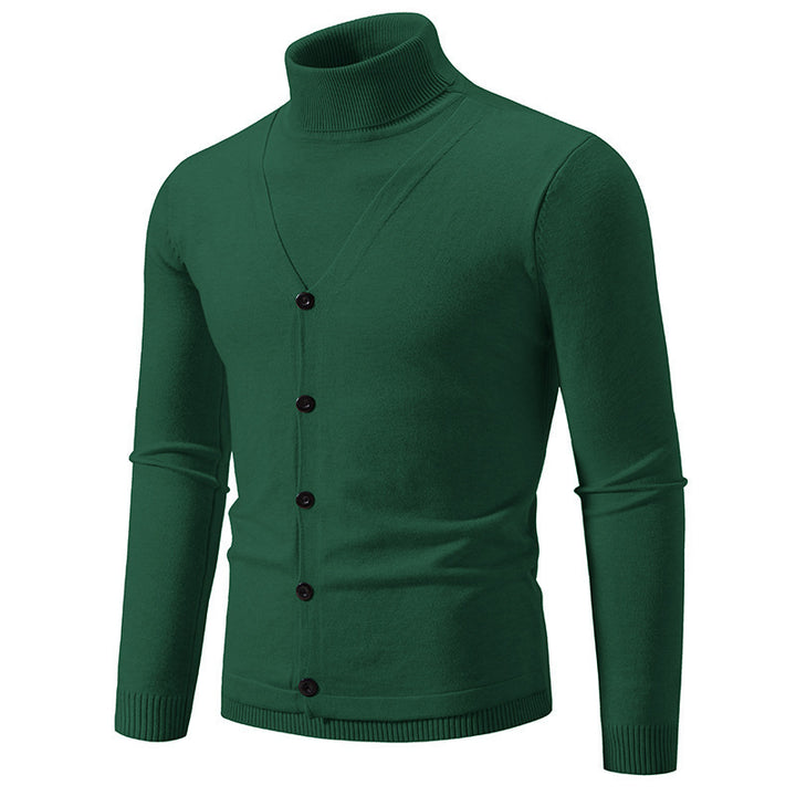 Herrer cardigan med højstående krave og knaplukning Stilla