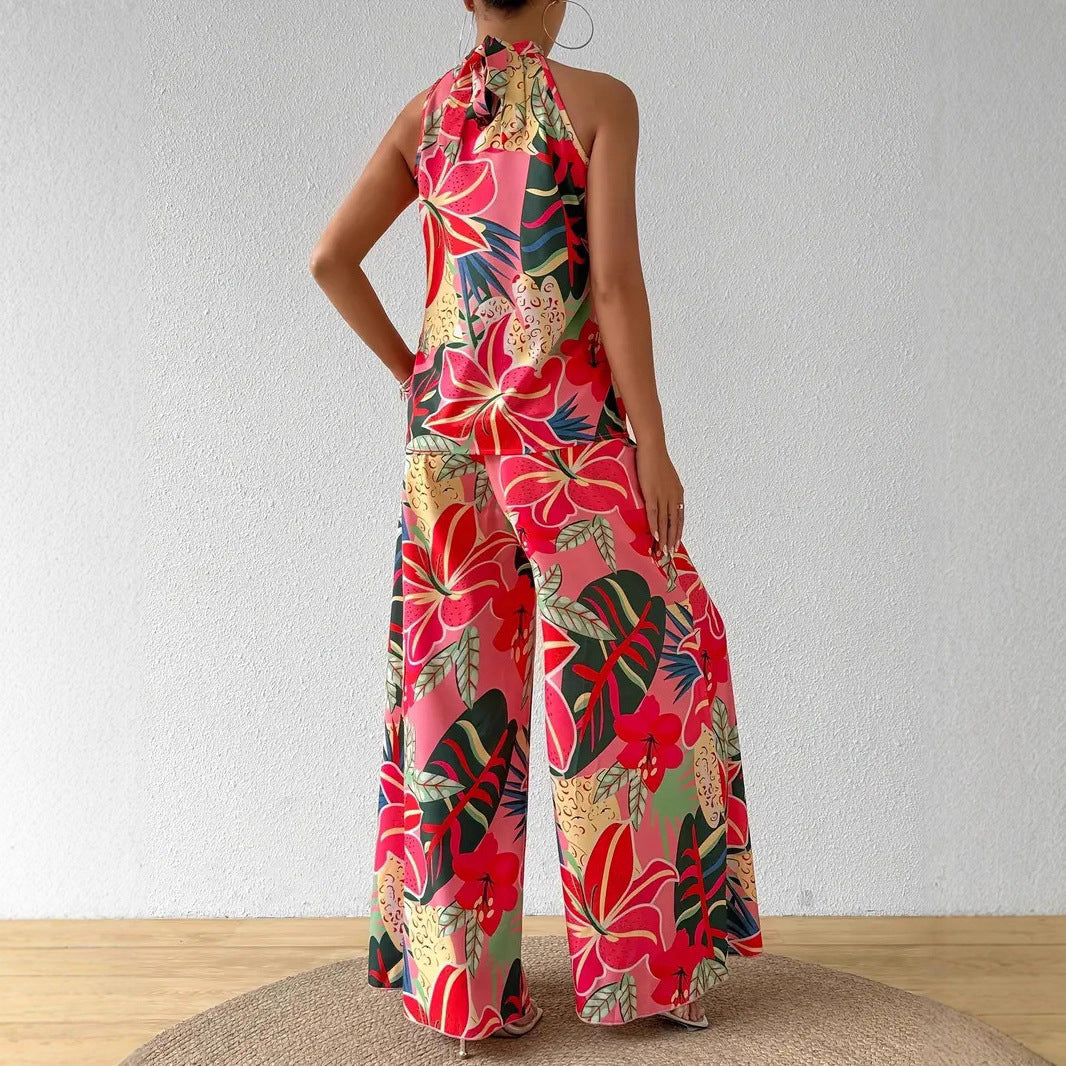 Dame blomsterprint halter overall Stilla