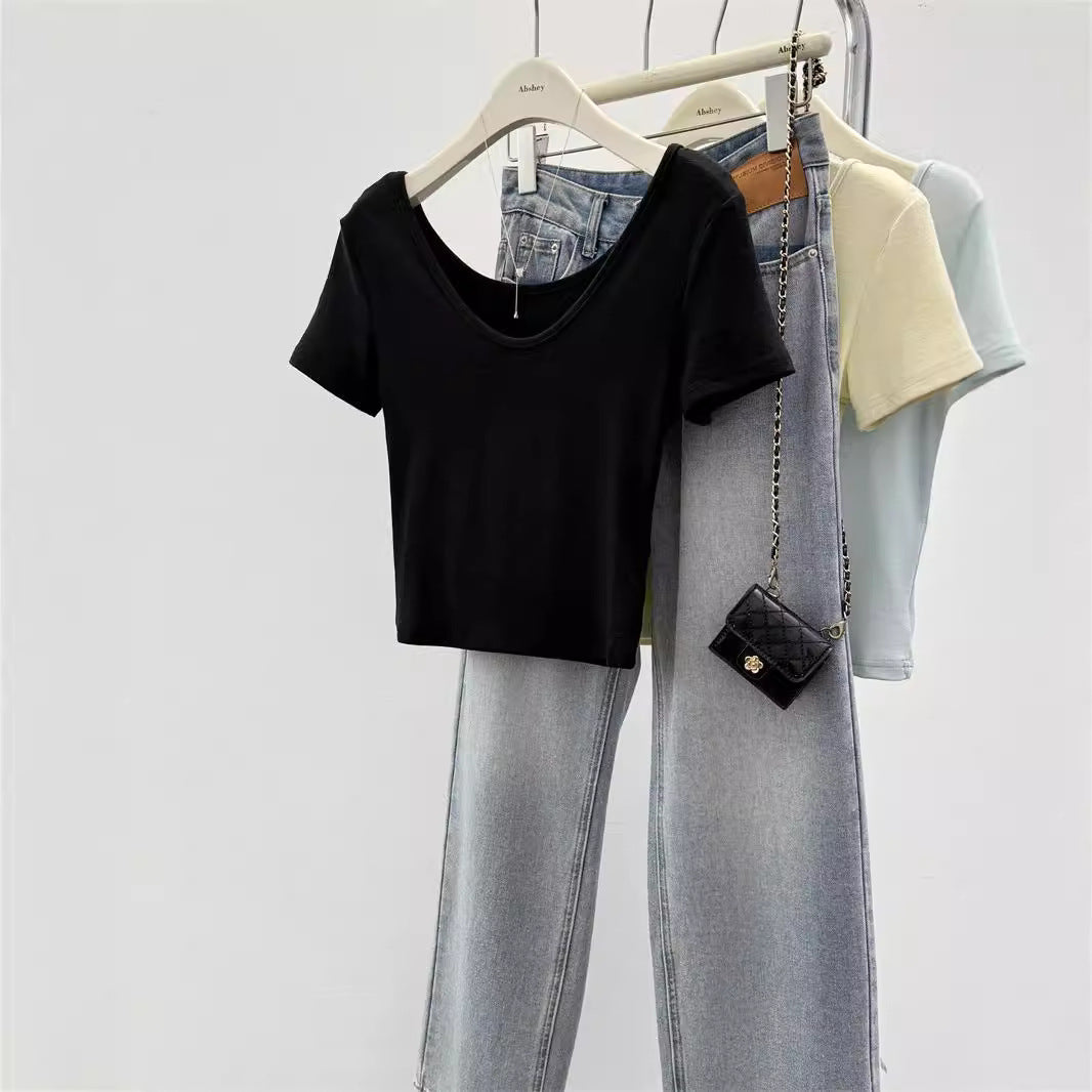 Femme Kortærmet Cropped T-Shirt Stilla