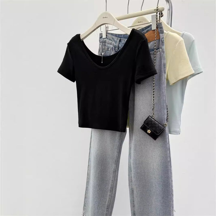 Femme Kortærmet Cropped T-Shirt Stilla