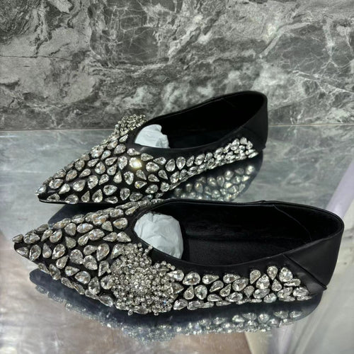 Femme Crystal-Besatte Spidse Ballerinaer Stilla