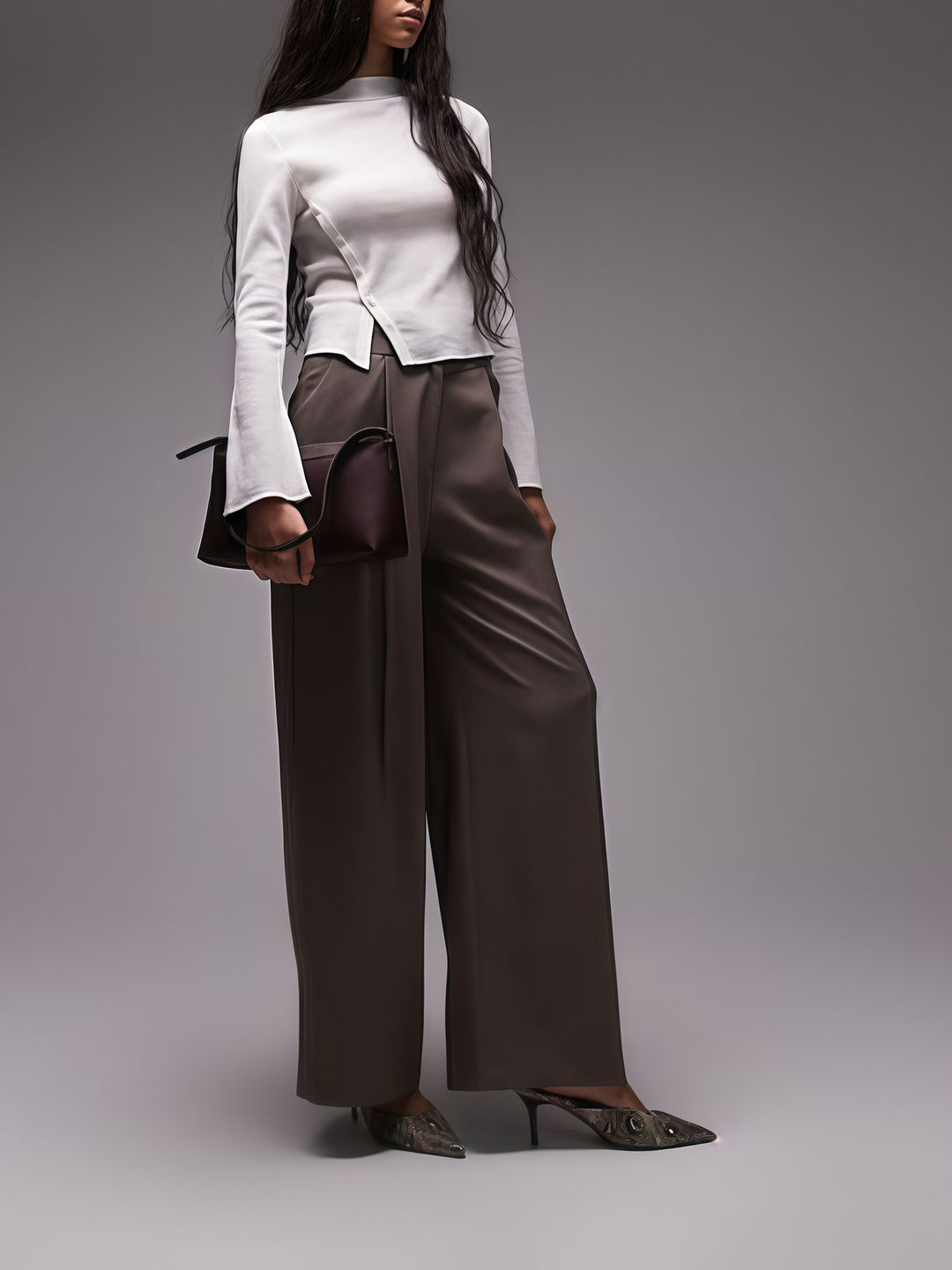Dame Fashion Bluse med struktureret stof og elegante knapdetaljer Stilla