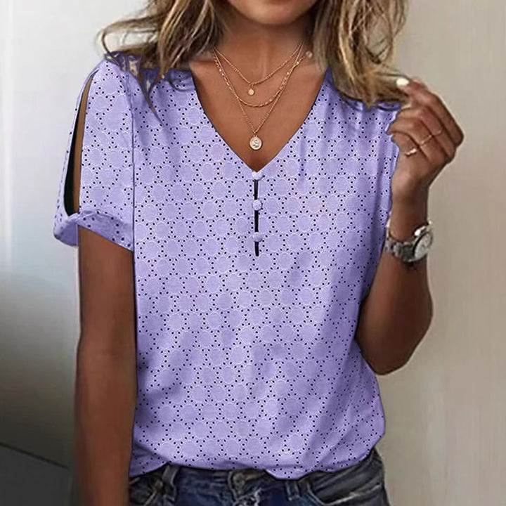 Dame Glitrende V-Pullover Bluse Skovae
