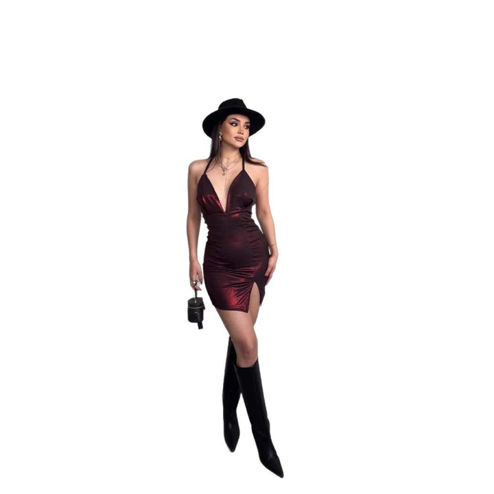 Dame Bodycon Halsband Mini Kjole Stilla