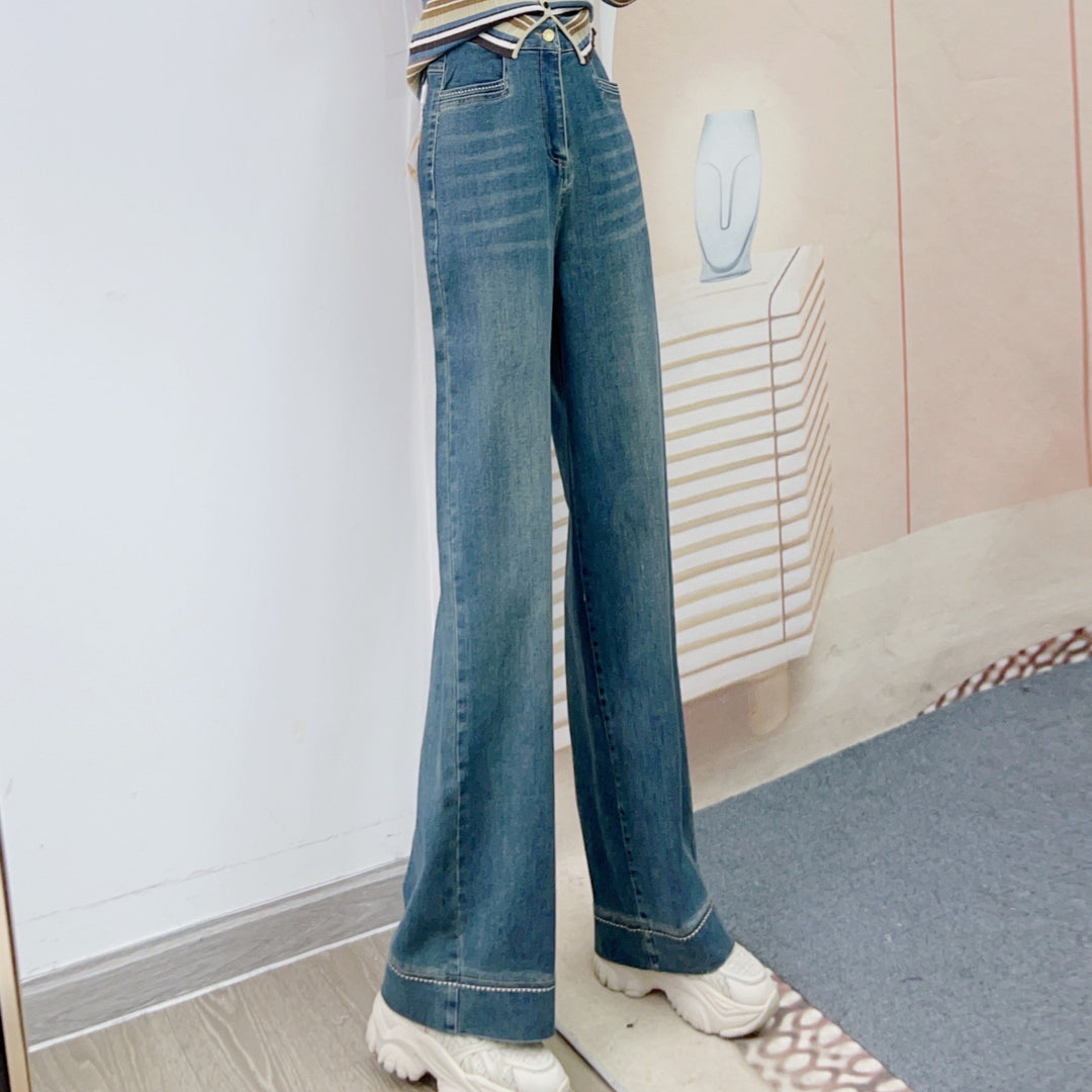 Dame Løse Høj Talje Jeans med afslappet snit og markant design Stilla