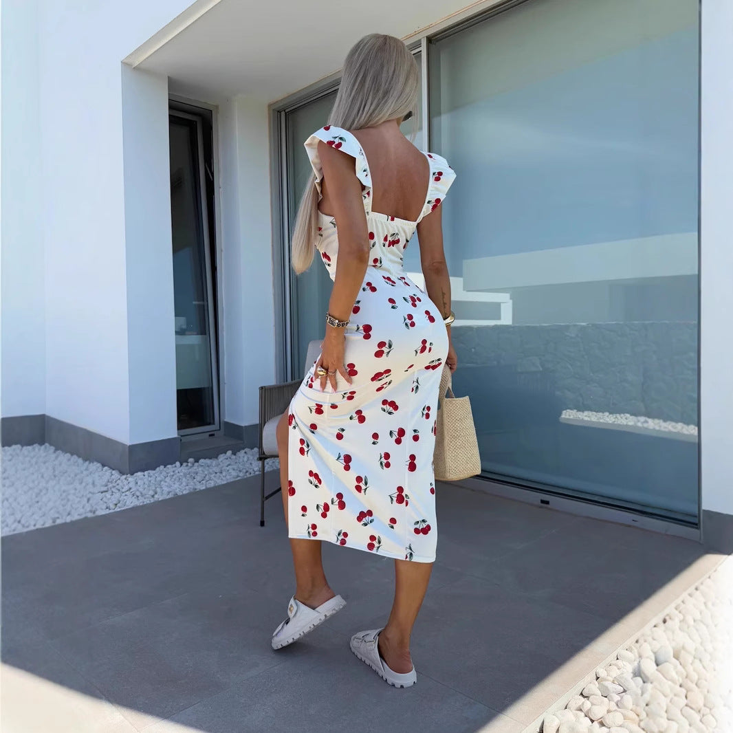Dame blomsterprint midi kjole Stilla
