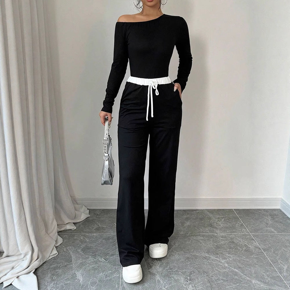 Damer Elegant jumpsuit med asymmetrisk overdel og bred ben Skovae