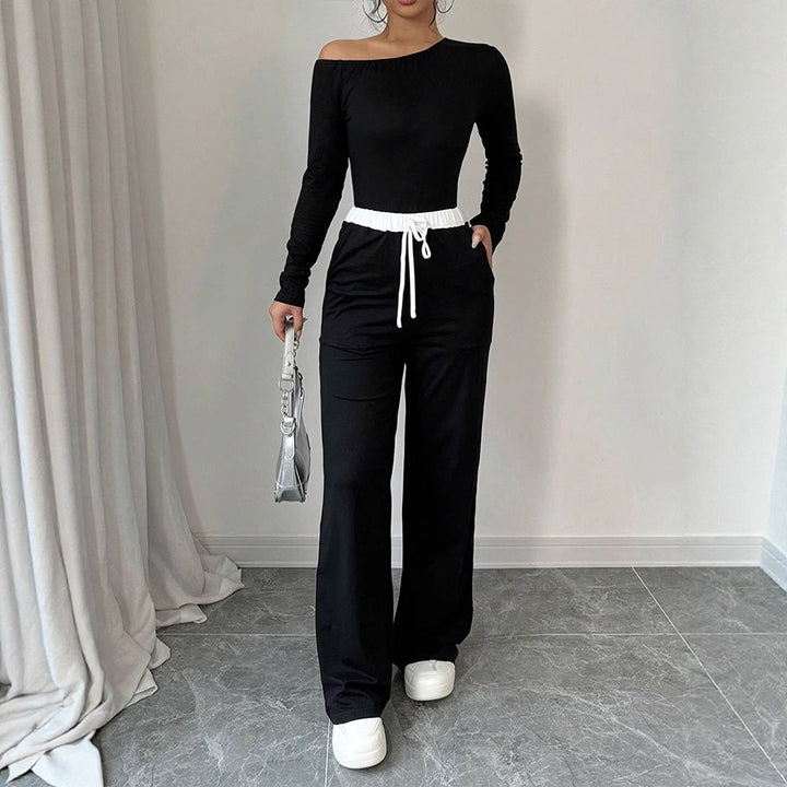 Damer Elegant jumpsuit med asymmetrisk overdel og bred ben Skovae