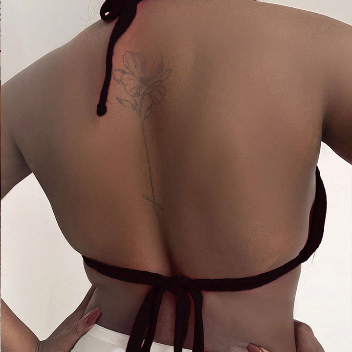 Dame triangle-bikini top med dyb v-udskæring og justerbare stropper Skovae