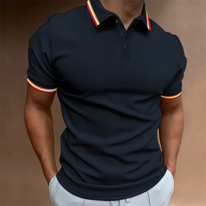 Herren modeshirt med kontrasterende krave og åndbare elementer Stilla