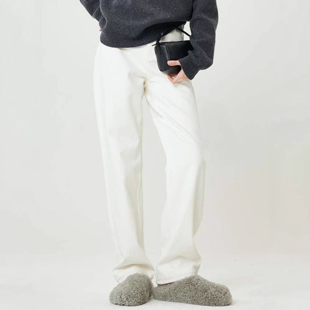 Dame klassiske hvide jeans i afslappet snit Stilla