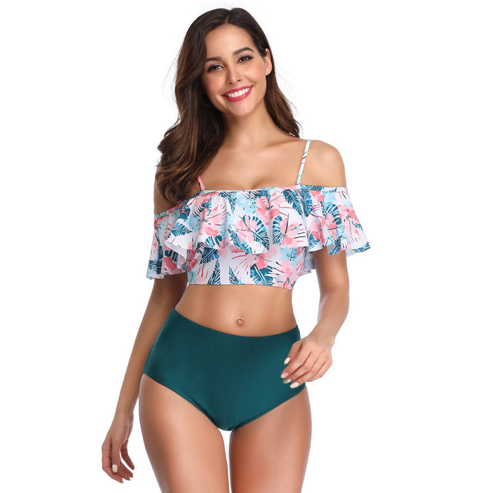 Dame Bikini-Sæt med flydende flæsedesign og høj talje Stilla