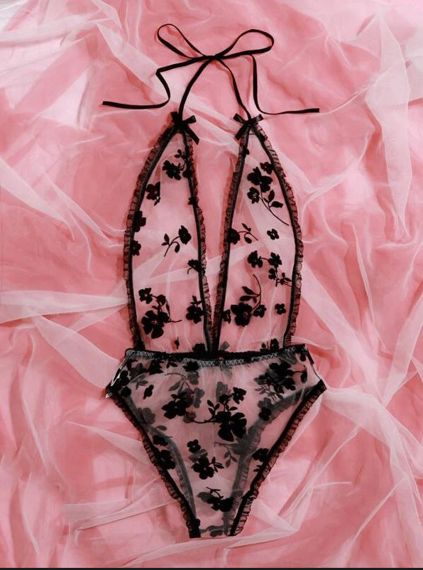 Dame Blomster Spids Mesh Body Stilla