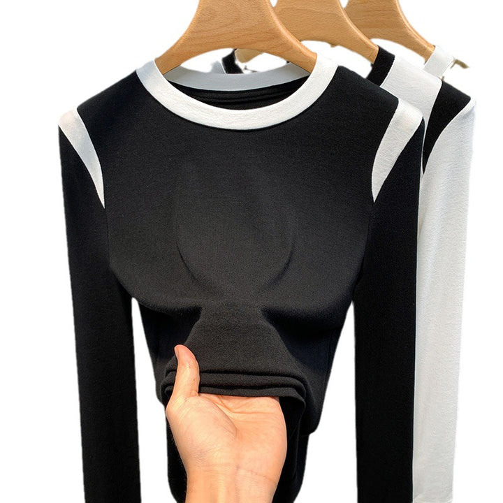 Dame Innovativt Langærmet T-shirt med kontrasterende Ærmelapper og tætsiddende Pasform Stilla