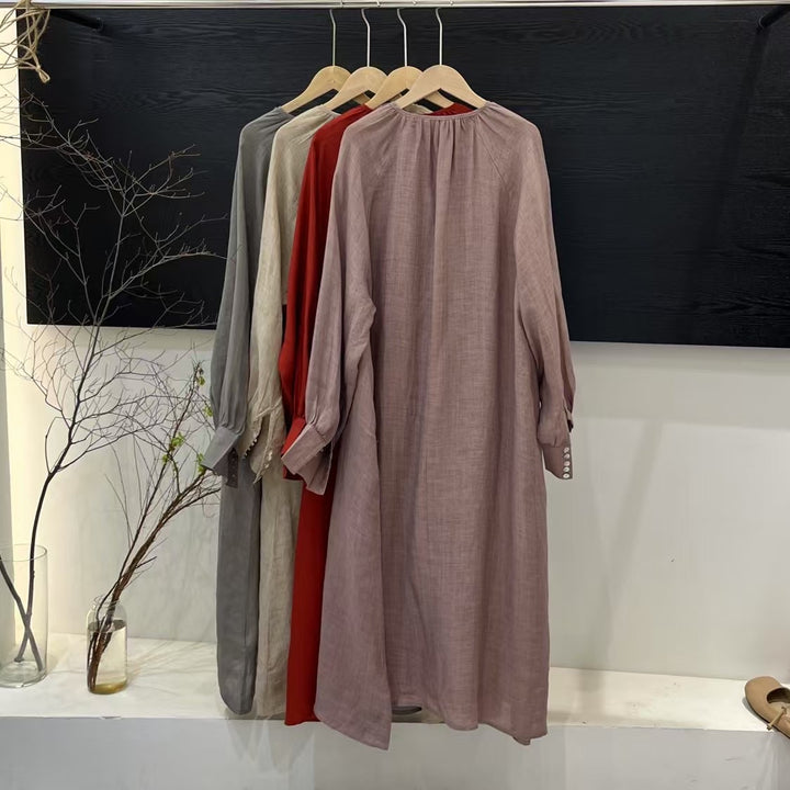 Femme Elegante Lange Knaplist Tunika Kjole Stilla
