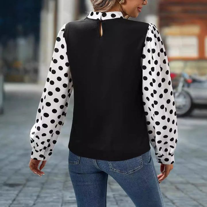 Dame elegant bluse med puffede ærmer Stilla