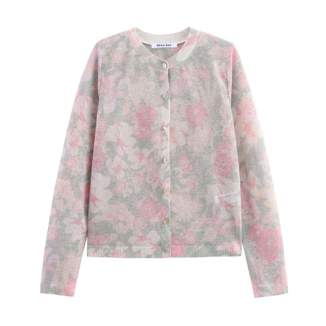 Femme blomsterprintet strikoverdel Stilla