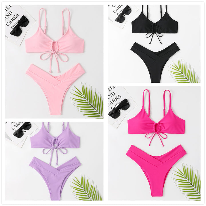 Dame bikini-sæt med justerbar top og højt skåret trusse Stilla
