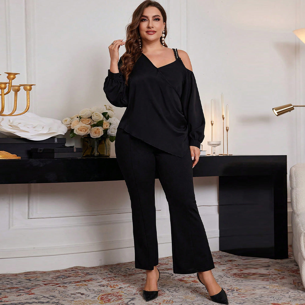 Dame asymmetrisk bluse med legende cut-out og dekorative stropdetaljer Stilla