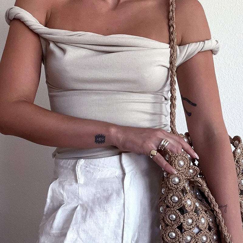Dame Off-Shoulder Bodysuit med Draperet Design Stilla
