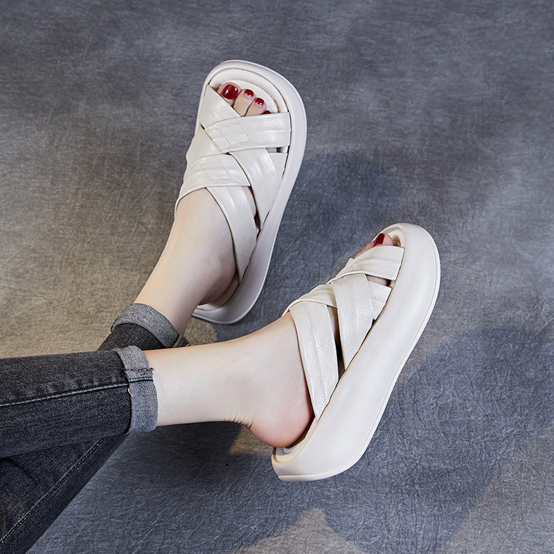 Kvinder Chunky Slide Sandaler med Krydsbåndsdesign Stilla