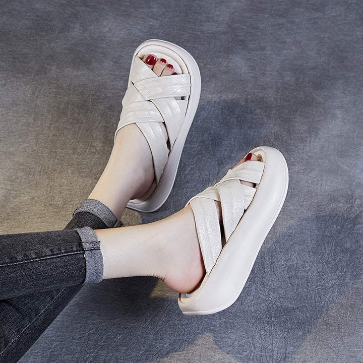 Kvinder Chunky Slide Sandaler med Krydsbåndsdesign Stilla