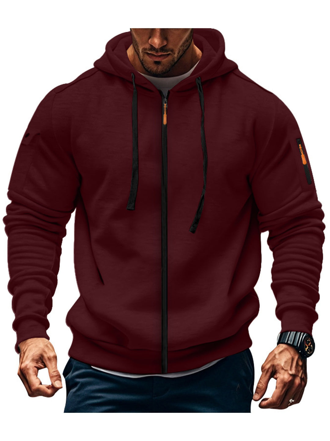 Herre hoodie jakke med funktionelle lynlås lommer og moderne snit Skovae