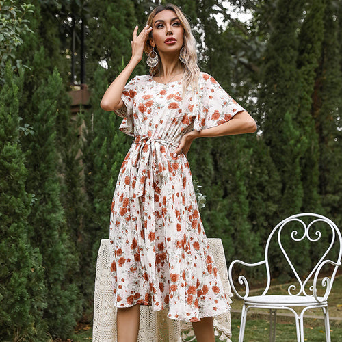 Damer Floral Wickel-Midi-Kjole med klokkeærmer Stilla