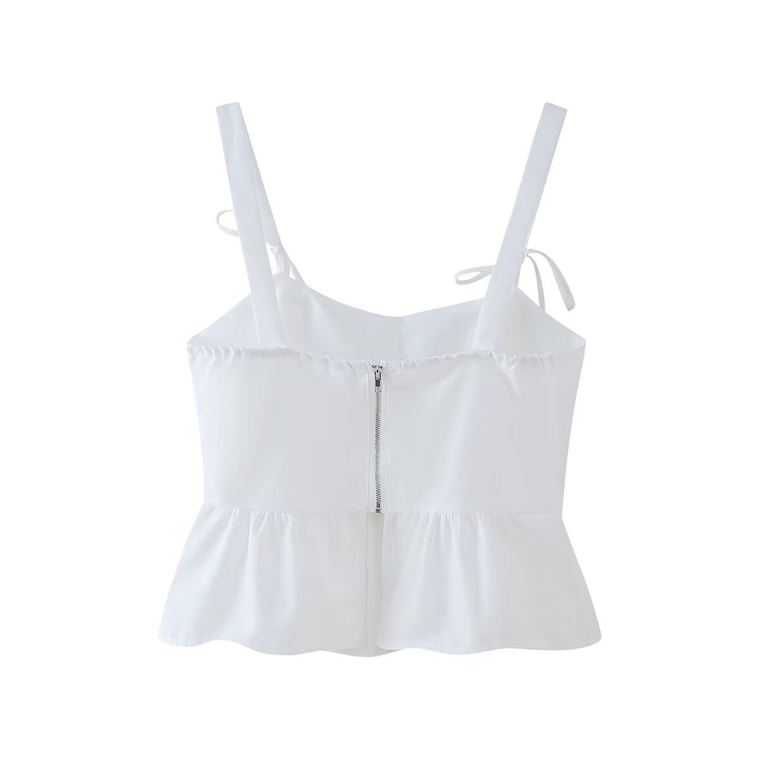 Femme Peplum Bluse med justerbare bindebånd Stilla