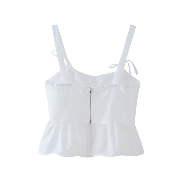 Femme Peplum Bluse med justerbare bindebånd Stilla