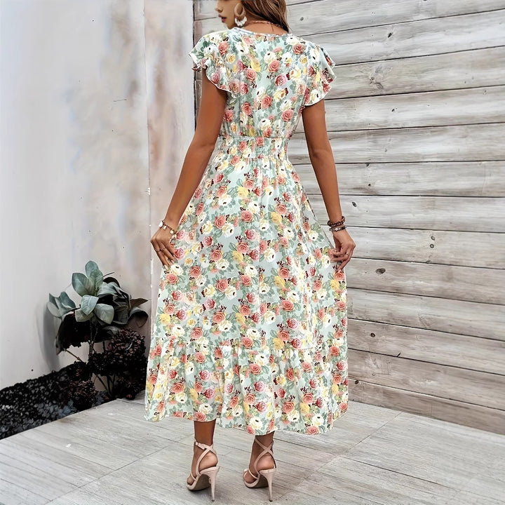 Kvinder Floral Print Stufenkjole Maxi Stilla