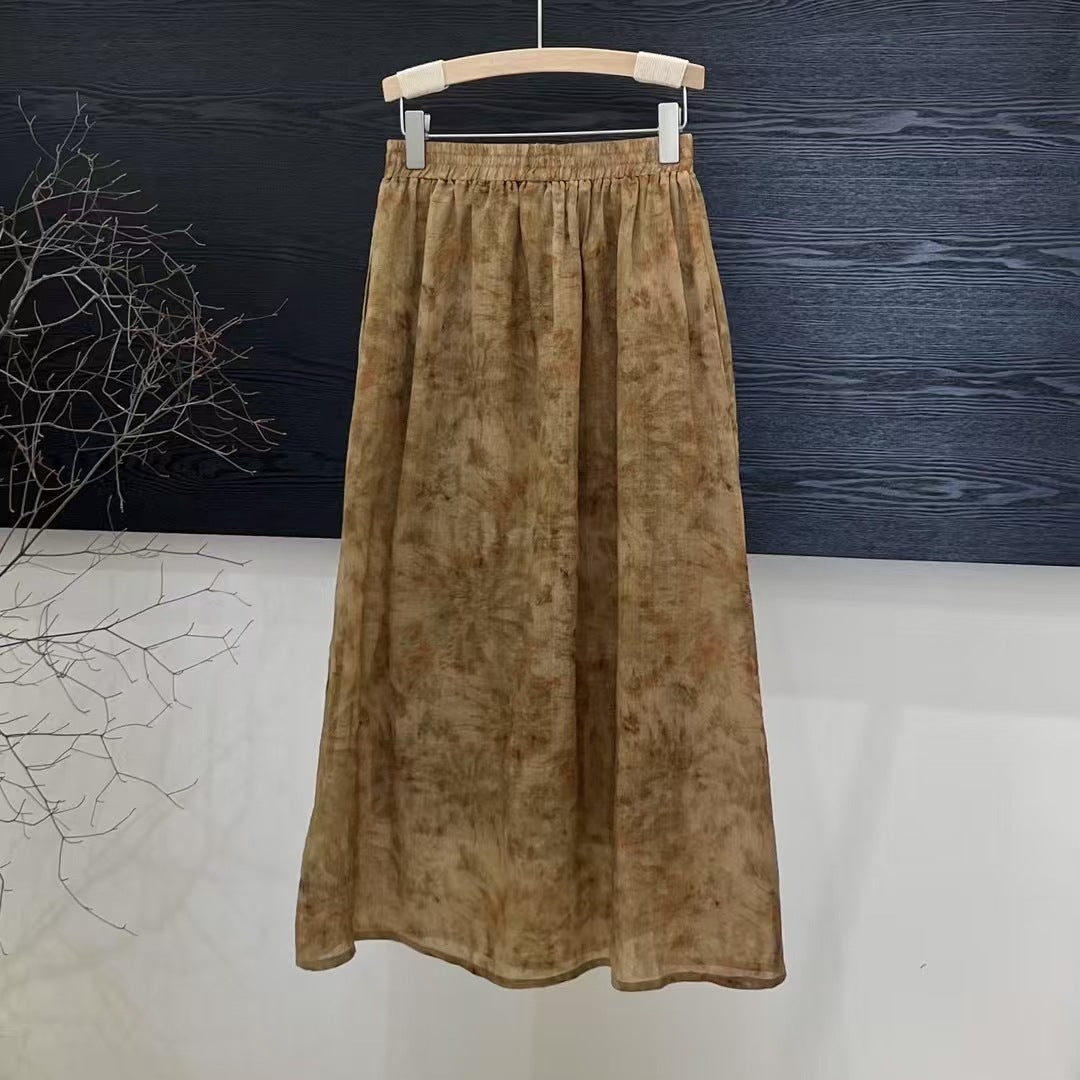 Dame Floral Print Maxi Nederdel med elastisk liv Stilla