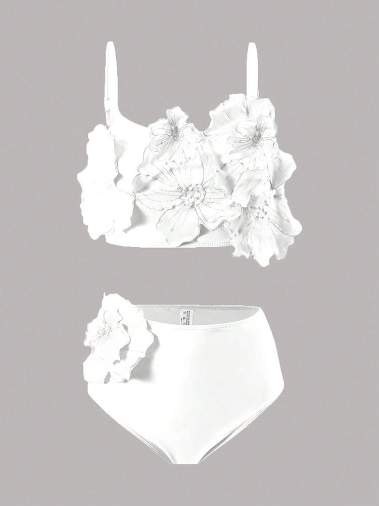 Dame Floral Bikini med voluminøst blomsterdesign Skovae