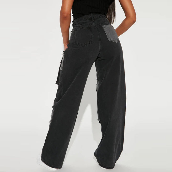Dame Cargo-jeans i moderne patch-design med praktiske lommer Stilla