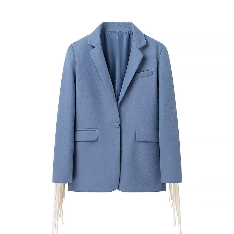 Damer elegant blazerjakke med frynse detaljer Stilla