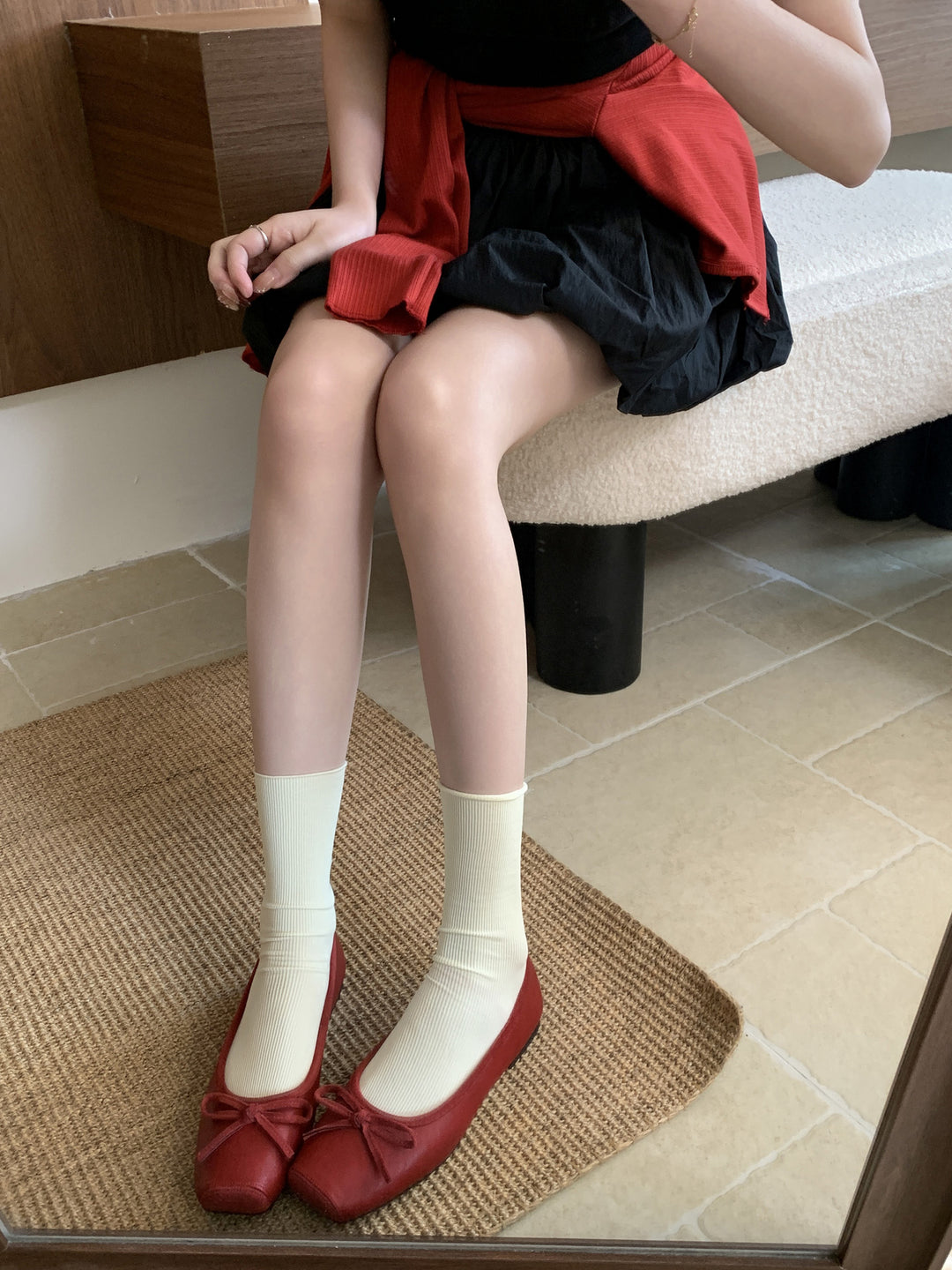 Femme Metallic Square Toe Flats med Sløjfedetalje Stilla