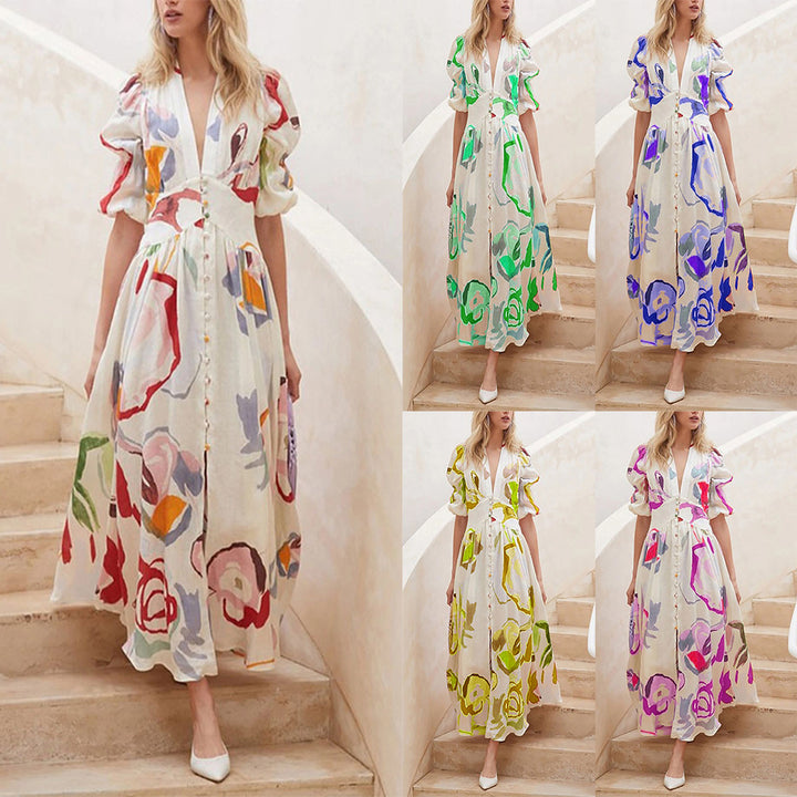 Dame Floral-Print-Maxikjole Stilla