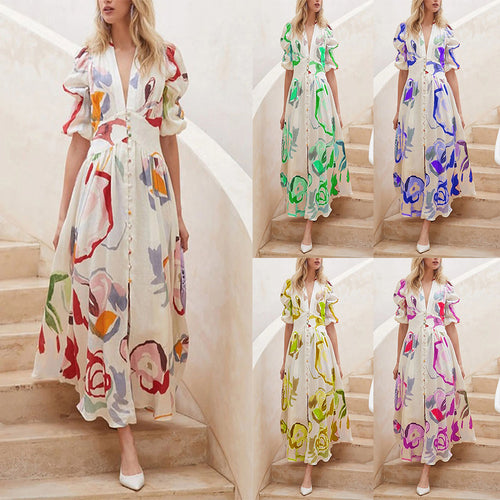 Dame Floral-Print-Maxikjole Stilla