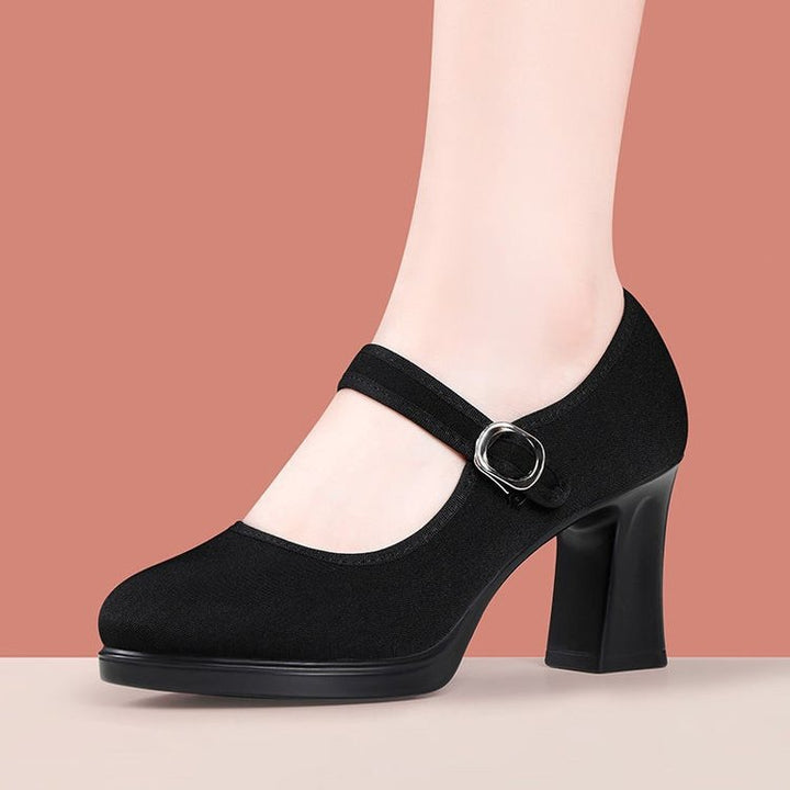 Dame elegante pumps med justerbar rem og en stabil blokhæl Stilla