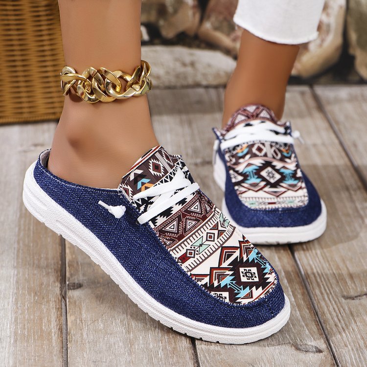 Dame Komfortable Slip-On Sneakers med moderne Ethno-Design Stilla