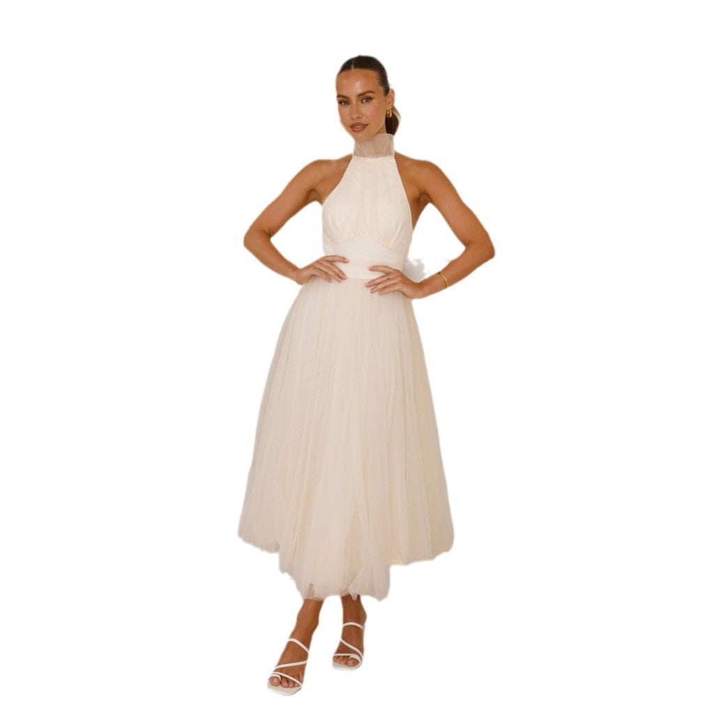 Ladies Elegant Cocktail Dress made of Tulle with High Neck Design Stilla