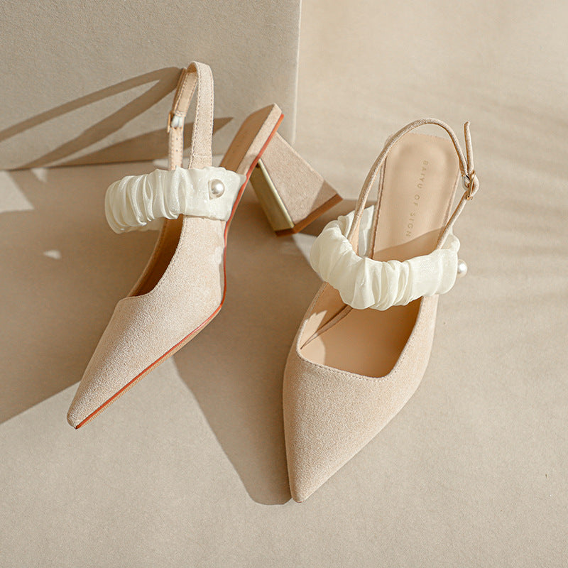 Kvinder Slingback Spids-Fod Hæle med Dekorativ Rem Stilla