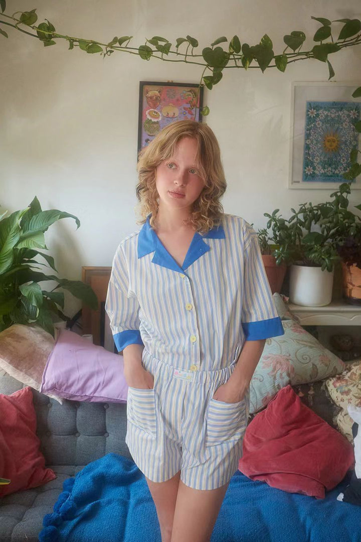 Dame stribet Pyjamasæt med kontrasterende lommer Stilla