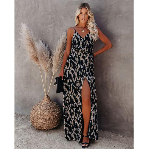 Femme Elegantes Maxi Kjole med sidelifting design Stilla