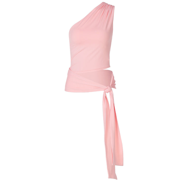 Dame asymmetrisk top med elegant drapering Stilla