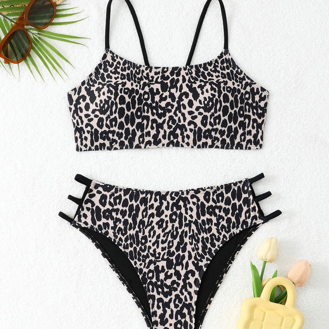 Dame leoprint bikini-sæt med justerbare stropper Stilla