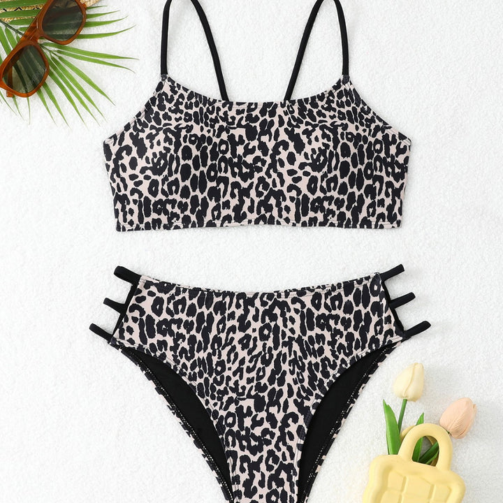 Dame leoprint bikini-sæt med justerbare stropper Stilla
