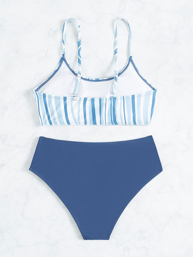 Damer stribet højt skåret bikini-sæt Stilla