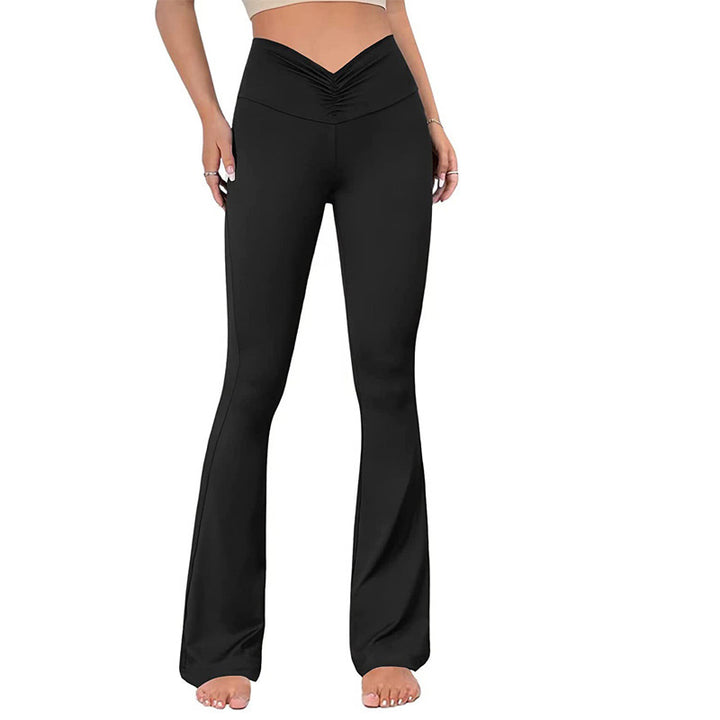 Dame Flared Leggings med modestrammeselement og elastisk talje Stilla